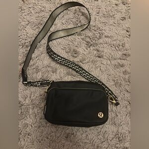 lululemon athletica Black and Gold Crossbody Bag